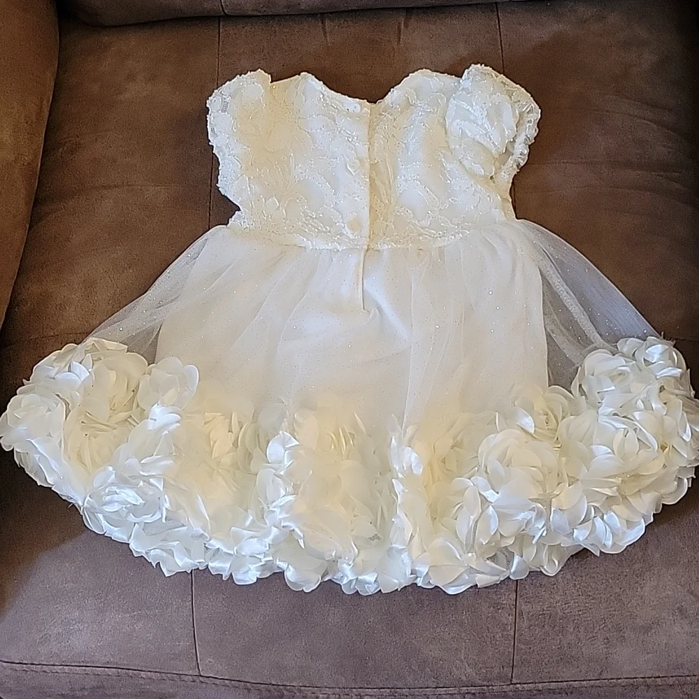 Nannette formal fancy rosette baby 12 month dress wedding baptism - Picture 7 of 9